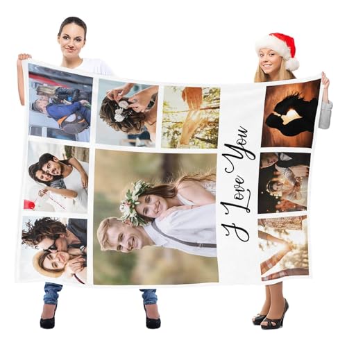 inkArts Custom Blanket with Photo, Personalized Blanket, Customized Photo Blankets, Customizable Picture Blankets, Personalized Anniversary Photo Gifts for Women Men Her Him Girlfriend Boyfriend - color: 9 Photos