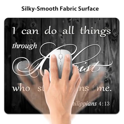 I Can Do All Things Through Christ Mouse Pad, Rustic Black Wood Desk Mat - color: Custom Designs Art 035