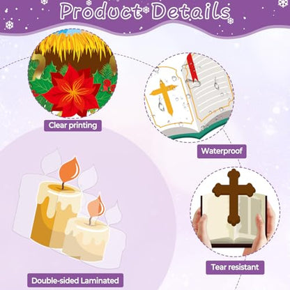 Christian Nativity Religious Christmas Bulletin Board Decorations Set Xmas Advent Wreath Candle Light of My Life Cutouts for Classroom School Home Chalkboard Wall Winter Holiday Party Decor Supplies - style: Nativity