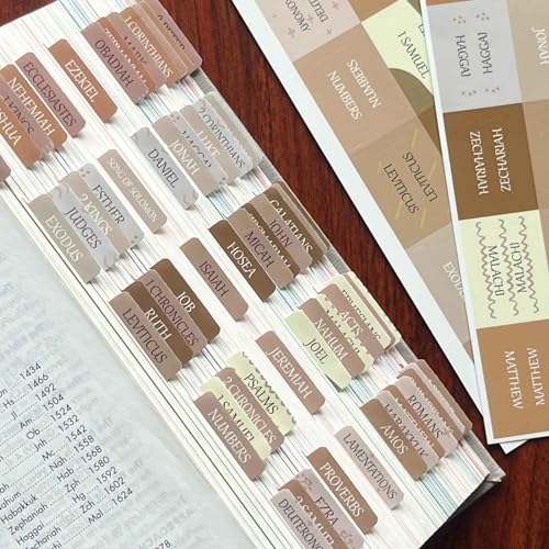 Laminated Bible Tabs, Reposition Large Print Stickers, Easy to Read and Apply Bible Tabs for Women and Man (Coffee Style) - color: Coffee Style
