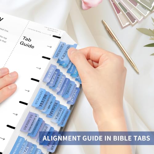 Taja Bible Tabs, 75 Large Print Index Tabs for Women & Men - color: S-ocean Mist