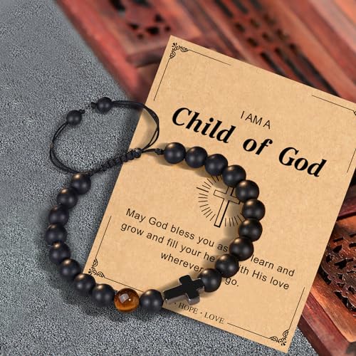 Christian Grandparents-Day Gifts for Men, Religious Cross Bracelet for Him - style: Child of God