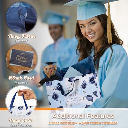 Christian Art Gifts Large Gift Bag with Card & Tissue Paper, Graduation - color: Graduation/Blue, style: Large Landscape