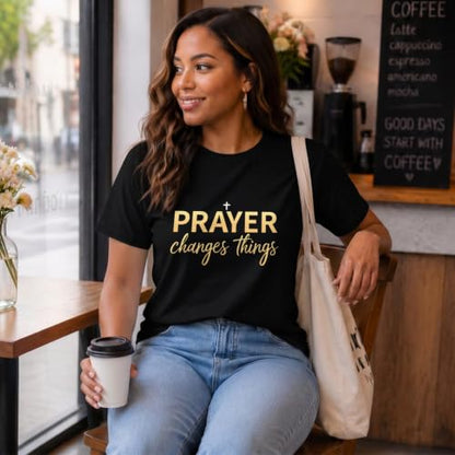 BeWithYou Christian Shirts for Women Religious Faith Jesus God Tshirts Inspirational Bible Verse Cross Graphic Tee Casual Top - color: Black, size: Small