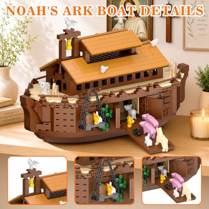 BUILDIFY Noah's Ark Boat Blocks Set, Bible Story Noah's Ark Model Kit