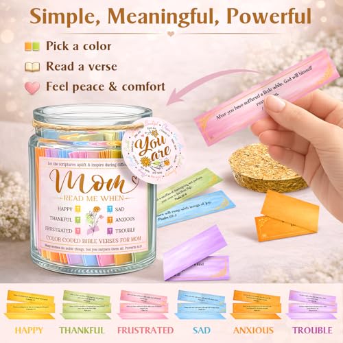 Bible Verse Jar Christian Gift for Mom - 96 Bible Verses - color: Mom