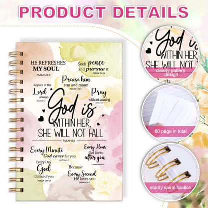 Zaamwoyy Christian Notebook for Women, Boho Flower Prayer Journal for Women God Is Within Her She Will Not Fall, Cute Bible Verse Notebook for Girls Teen Daughter Christian Gifts