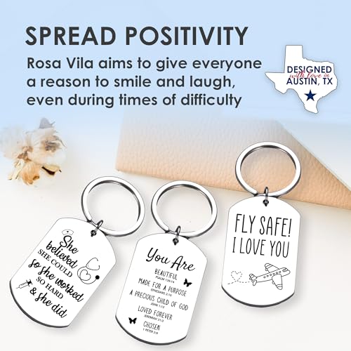 Rosa Vila Keychains For Women & Men, Gifts For Mom, Bonus Mom, Aunt, Sister, Dad, Grandma, Nurse, Teens, Coach, Teacher Pilot - style: Christian Keychain