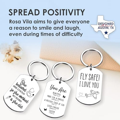 Rosa Vila Keychains For Women & Men, Gifts For Mom, Bonus Mom, Aunt, Sister, Dad, Grandma, Nurse, Teens, Coach, Teacher Pilot - style: Christian Keychain