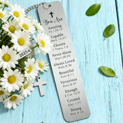 Christian Graduation Gifts for Her Him, Class of 2024 2025 2026 Gifts, Inspirational Bible Verse Bookmark with Cross, Religious Baptism Confirmation Gifts for Teen Girls Boys Daughter Son - style: BM022 Bible Verses