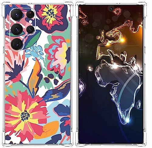 Watercolor Flower Painting Case for Samsung Galaxy S22 Ultra,Aesthetic Soft TPU Full Cover for Galaxy S22 Ultra - color: Watercolor Flower Painting