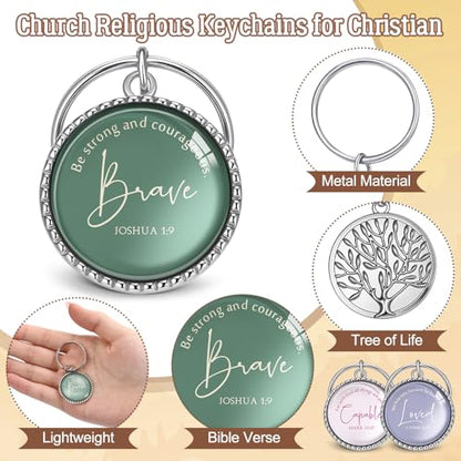 Equsion 36 Pcs Christian Keychain Bulk Mini Bible Keychains, Retro - color: Retro