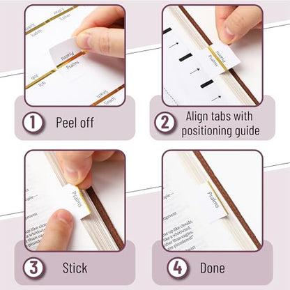 Mr. Pen- Laminated Bible Tabs, 75 pcs, Easy-to-Read & Apply - color: White With Gold Edge