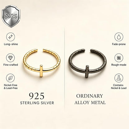 925 Sterling Silver Toe Ring for Women Adjustable Cross Toe Rings - color: Gold