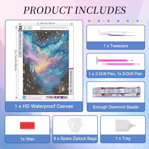 Diamond Art Kits for Adults, Starry Sky Diamond Painting Kit, 12x16 Inch - color: CYDP1P08