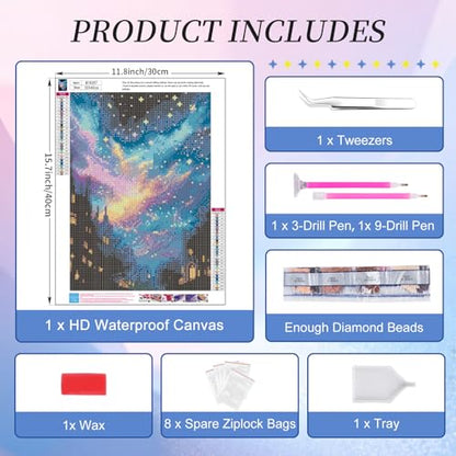 Diamond Art Kits for Adults, Starry Sky Diamond Painting Kit, 12x16 Inch - color: CYDP1P08