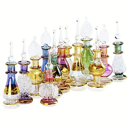 NileCart Set of 12 Egyptian Perfume Bottles 2" Empty Glass