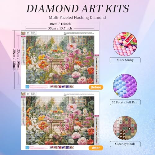 Diamond Art Kits for Adults, Garden Diamond Painting Kit, 12x16 Inch - color: CYDP1P13