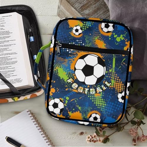 Coldinair Football Bible Cover Case for Men Teen, Kids Scripture Carrying Case with Handle and Pocket, Bible Book Tote Handbag - color: Football