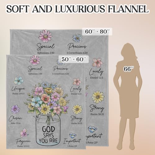 Christian Religious Gifts for Women, Grey Christian Blanket 80''x 60'' - color: Grey, size: 80"x60"
