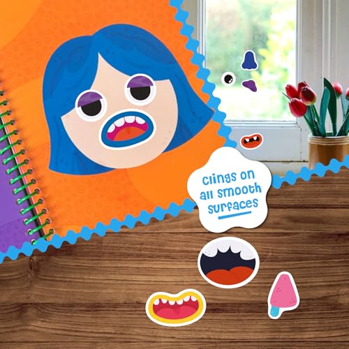 Stick4Ever Jelly Sticker Book® - for Kids - Waterproof, Easy to Clean Reusable Sticker Book for Toddlers- Reusable Road Trip Activities for Kids - Stocking Stuffers for Toddlers (Make A Face) - style: Make A Face