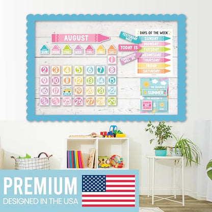 Classroom Calendar Set Bulletin Board Decorations, 98pc School Calendar Set - color: Crayon
