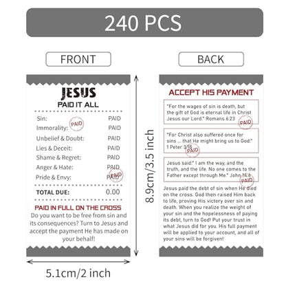 240pcs Gospel Tract Cards 3.5 x 2 Inches Jesus Paid It All - color: Jesus Paid It All