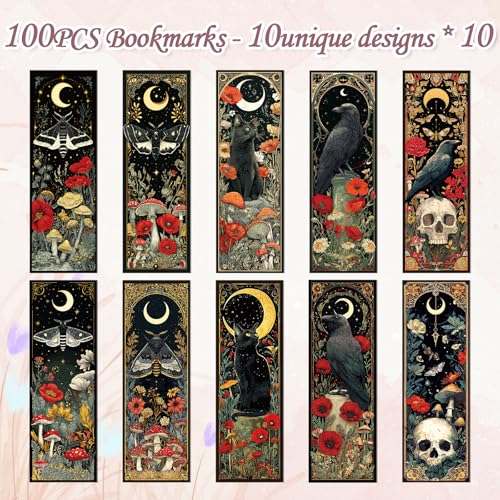 Wxiben 100 Pcs Fantasy Magic Bookmarks Dark Academia Book Page Marks Gifts - color: Fantasy