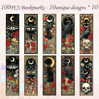 Wxiben 100 Pcs Fantasy Magic Bookmarks Dark Academia Book Page Marks Gifts - color: Fantasy