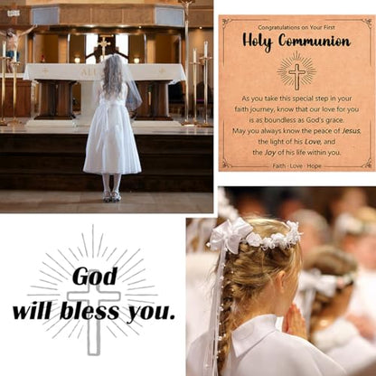 Religious Cross Bracelet for Women Girls, Christian Gifts - color: First Communion