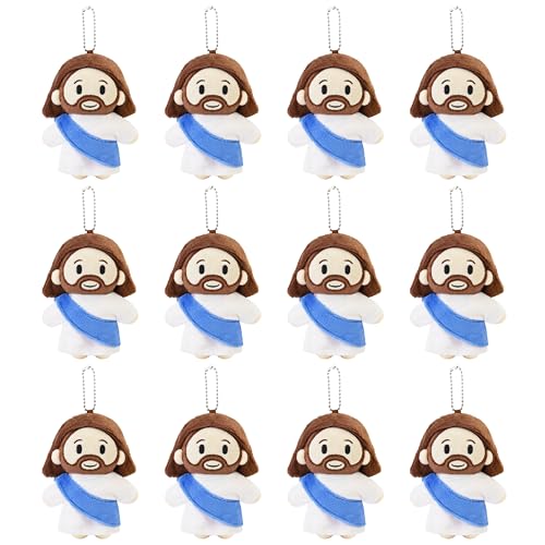 12-Piece Jesus Plush Doll – Soft Religious Stuffed Animal for Kids – Christian Savior Toy for Easter, Baptism, First Communion, and Sunday School Gifts 12" - color: Blue-b