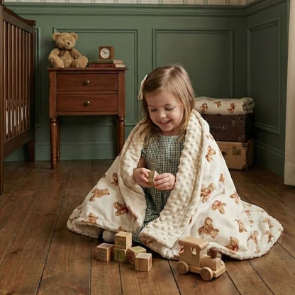 Fleece Baby Blankets for Girls & Boys, Infant Toddler Blanket - color: Beige Bear