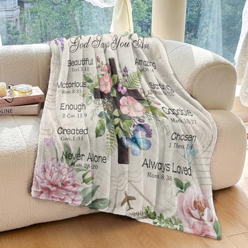 Christian Birthday Gifts for Women, Christian Blanket with Flowers 80"x60" - color: Christian Gifts-flowers, size: 80"x60"
