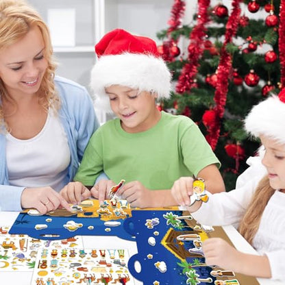 Christmas Nativity 3D Puffy Sticker Activity Book 100 Reusable Stickers Kids Activities Religious Scene Sticker Book Xmas Holy Night Removable Stickers for Toddlers Ages 4+ Gifts Toys Supplies Favor - style: Christmas Nativity