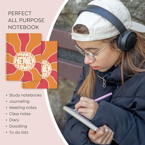 VONTP Christian Spiral Notebook, Make Heaven Crowded, 5.5x8.3 In - color: Modern