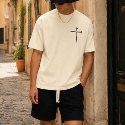 Christian Jesus Cross Shirts for Men Jesus Saved My Life T-Shirt God Tee - color: Creamy Yellow, size: 3X-Large