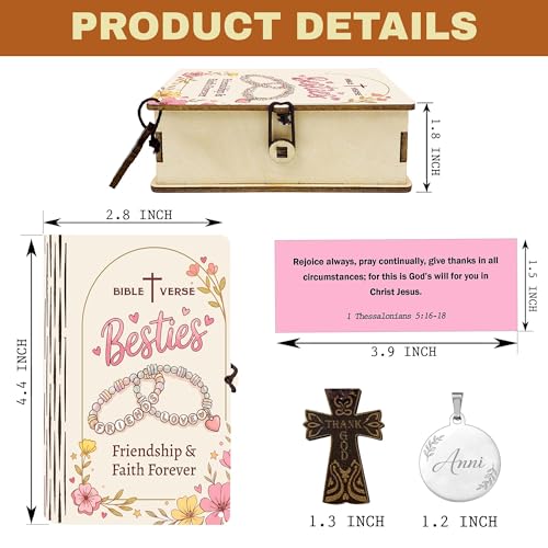 Personalized Bible Verse Box for Best Friends, 150 Color-Coded Scripture Cards, Custom Name with Keychain, Christian Friendship Gift for Women, Daily Encouragement Keepsake, Graduation Gifts - color: Besties