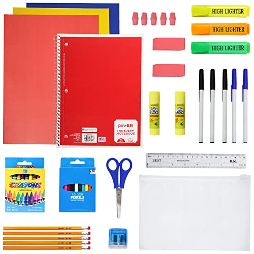 12 Packs 17" Bulk Backpacks with 50 Piece School Supply Kit , 12 Colors - color: 2 Tone, size: 50 Piece SS Kit