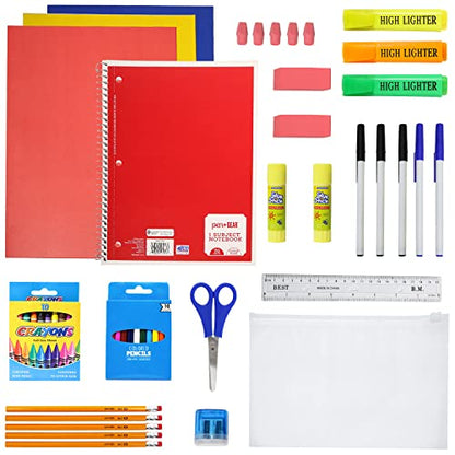 12 Packs 17" Bulk Backpacks with 50 Piece School Supply Kit , 12 Colors - color: 2 Tone, size: 50 Piece SS Kit