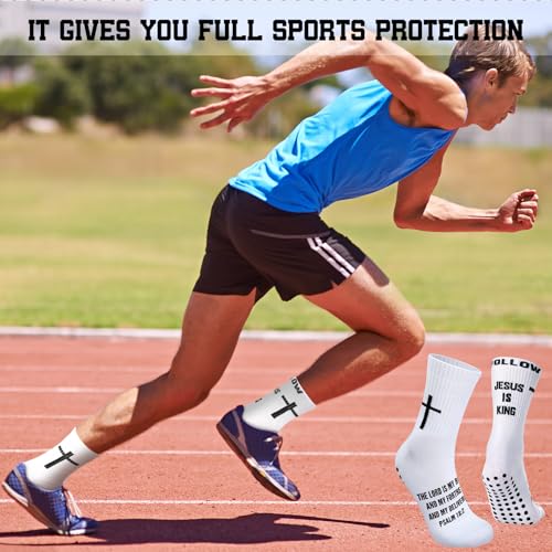 4 Pairs Cross Grip Soccer Socks, Us Size 6-12 - color: Black, White, style: Bible Verse