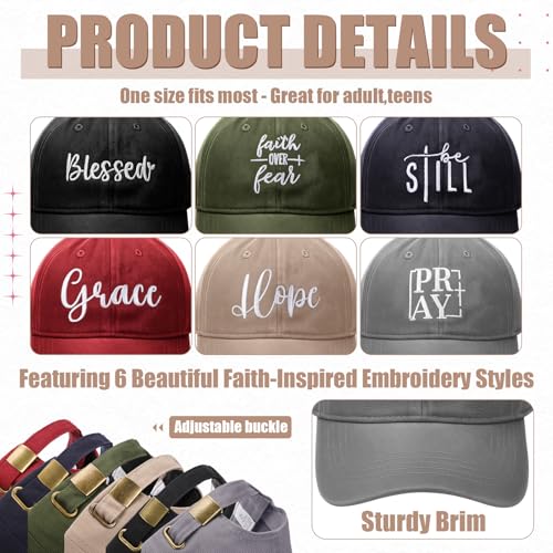 6/12 Pack Christian Hats Bulk for Men Women - style: Religious