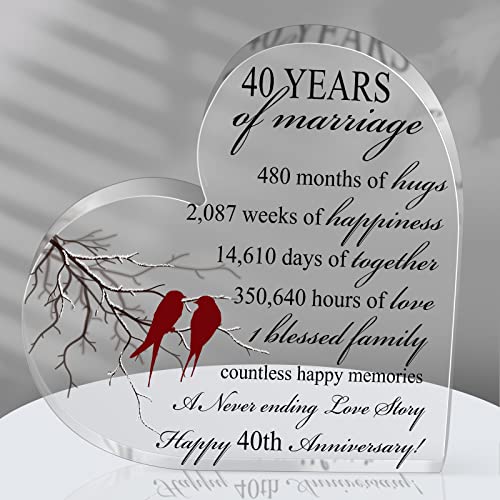 Qunclay 40th Years of Marriage Gift Wedding Anniversary Souvenir - style: 40th