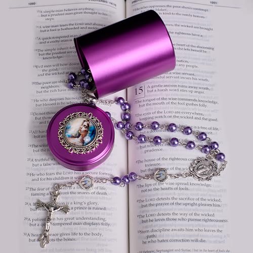 6mm Rosary Beads with Rosary Box, Black Glass Saint Benedict Necklace, Anglican Prayer Beads Catholic Gifts - color: Rosary-6-5