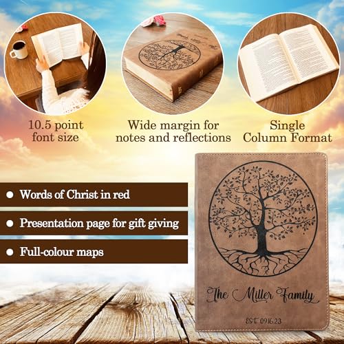 STARKENBURG COMPANY Personalized Family Bible, Custom Engraved KJV Wide-Margin Family Bible for Wedding, Christian Gifts for Wedding