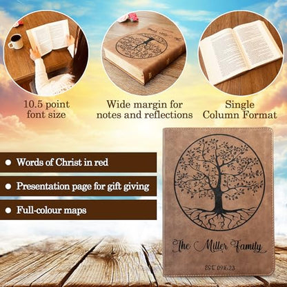STARKENBURG COMPANY Personalized Family Bible, Custom Engraved KJV Wide-Margin Family Bible for Wedding, Christian Gifts for Wedding