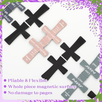 48 Pcs Magnetic Cross Bookmarks Bulk, Solid Color - style: Solid Color