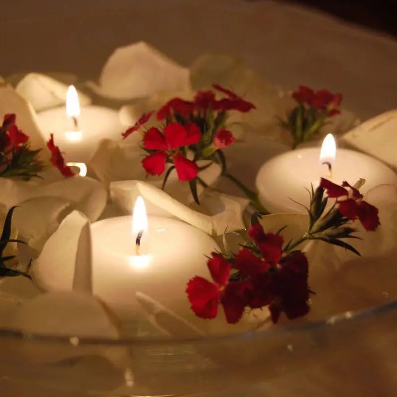 36 Packs 3-Inch unscented White Floating Candles - Ideal for Weddings, Pool Party, Holiday Centerpieces and Events - Odorless, Drip-Free, Long Lasting Burn Time - color: 36Pack-white floating