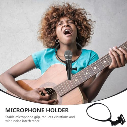 BESTonZON Hands-Free Black Mic Support Stand with Metal and Plastic Frame for Singing, Hosting and Live Streaming
