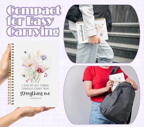 Welshower I Can Do All Things Through Christ Floral Spiral Notebook Journal, Bible Notebook for Note Taking, Religious Scripture Journal, Prayer Journals for Woman, 5.5x8.3 Inch - color: Prayer Blank Book 10