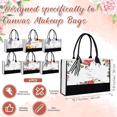 Huhumy 6 Pcs Bible Verse Tote Bags, Faith Canvas Bags Christian Gifts